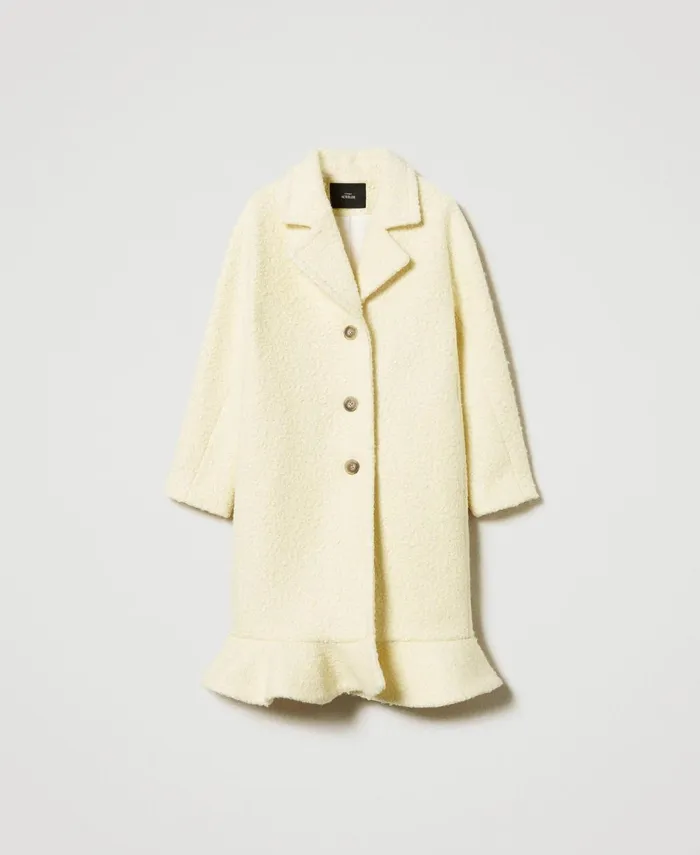 Twinset Curly Wool Cloth Coat French Vanilla Women Jackets And Outerwear Twinset Curly Wool Cloth Coat French Vanilla Women Jackets And Outerwear