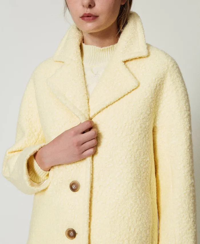Twinset Curly Wool Cloth Coat French Vanilla Women Jackets And Outerwear Twinset Curly Wool Cloth Coat French Vanilla Women Jackets And Outerwear