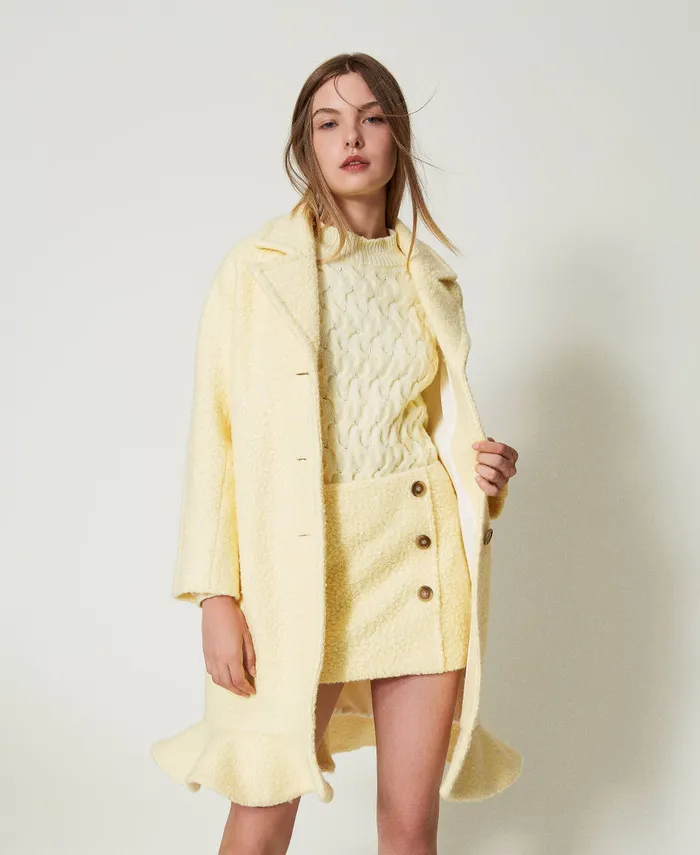 Twinset Curly Wool Cloth Coat French Vanilla Women Jackets And Outerwear Twinset Curly Wool Cloth Coat French Vanilla Women Jackets And Outerwear