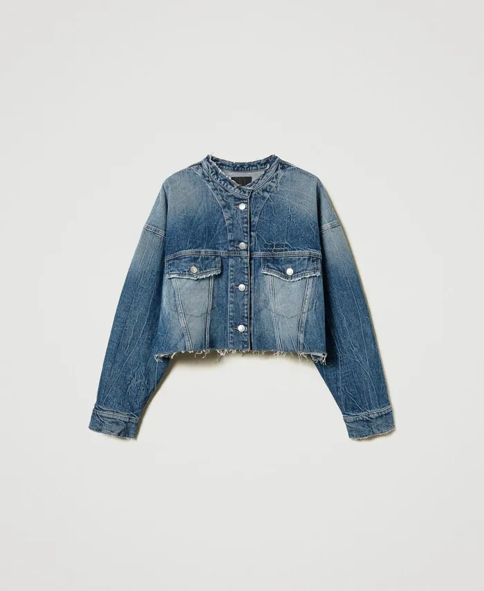 Twinset Denim Jacket With Pockets Light Denim Women Jackets And Outerwear Twinset Denim Jacket With Pockets Light Denim Women Jackets And Outerwear