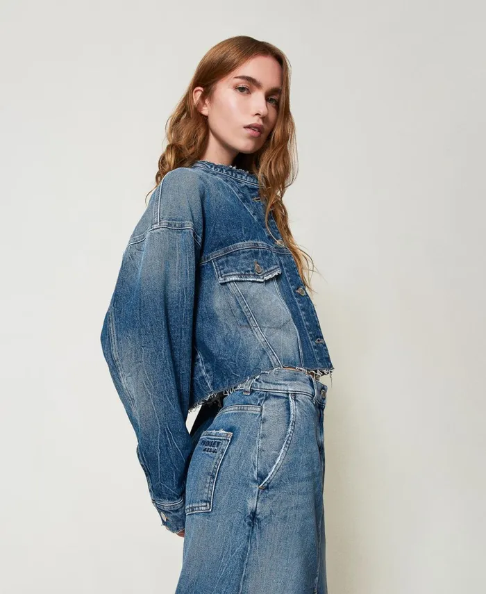 Twinset Denim Jacket With Pockets Light Denim Women Jackets And Outerwear Twinset Denim Jacket With Pockets Light Denim Women Jackets And Outerwear
