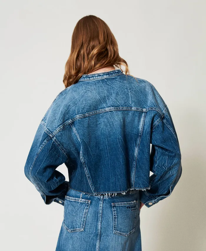 Twinset Denim Jacket With Pockets Light Denim Women Jackets And Outerwear Twinset Denim Jacket With Pockets Light Denim Women Jackets And Outerwear