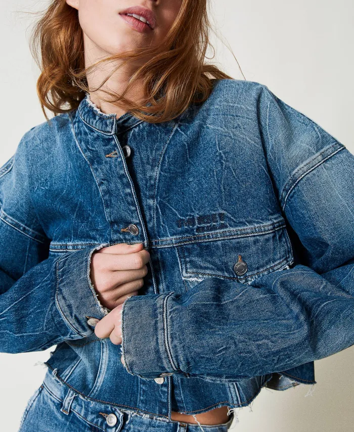 Twinset Denim Jacket With Pockets Light Denim Women Jackets And Outerwear Twinset Denim Jacket With Pockets Light Denim Women Jackets And Outerwear
