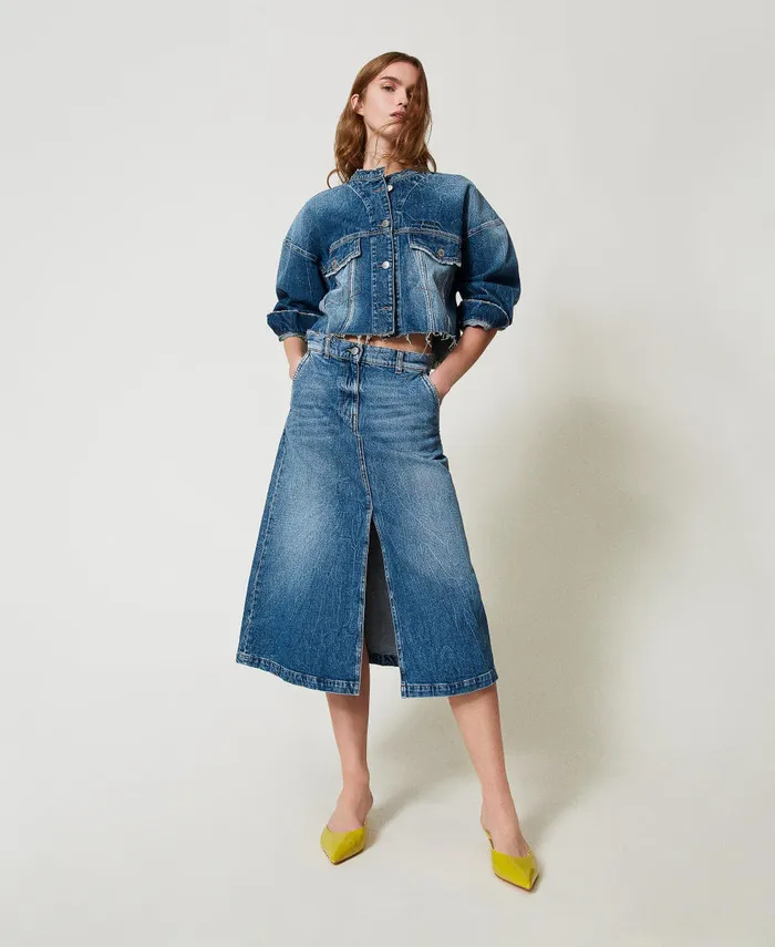 Twinset Denim Jacket With Pockets Light Denim Women Jackets And Outerwear Twinset Denim Jacket With Pockets Light Denim Women Jackets And Outerwear