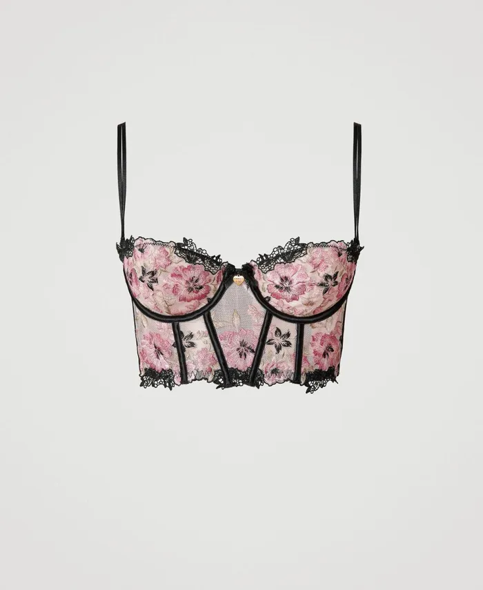 Twinset Embroidered Tulle Bustier Multicolour Blooming Embroidery Women Underwear And Nightwear Twinset Embroidered Tulle Bustier Multicolour Blooming Embroidery Women Underwear And Nightwear