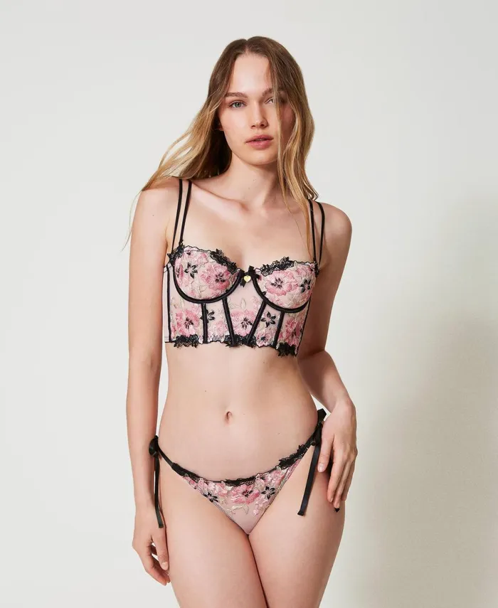 Twinset Embroidered Tulle Bustier Multicolour Blooming Embroidery Women Underwear And Nightwear Twinset Embroidered Tulle Bustier Multicolour Blooming Embroidery Women Underwear And Nightwear