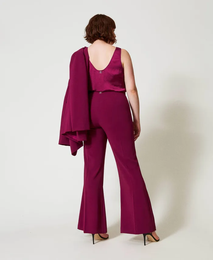 Twinset Flared Trousers With Oval T Chain red Plum Purple Women Suits And Sets Twinset Flared Trousers With Oval T Chain red Plum Purple Women Suits And Sets