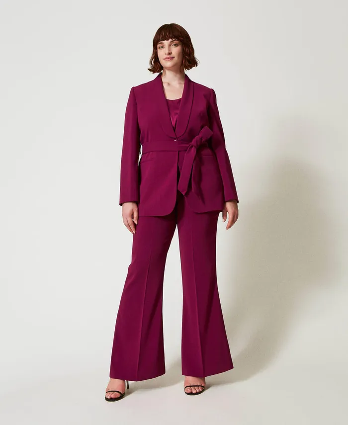 Twinset Flared Trousers With Oval T Chain red Plum Purple Women Suits And Sets Twinset Flared Trousers With Oval T Chain red Plum Purple Women Suits And Sets