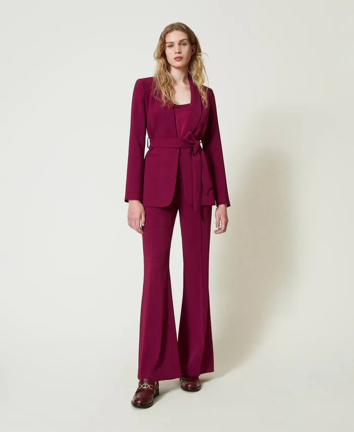Twinset Flared Trousers With Oval T Chain red Plum Purple Women Suits And Sets Twinset Flared Trousers With Oval T Chain red Plum Purple Women Suits And Sets