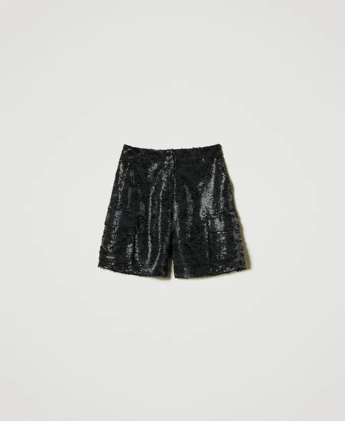 Twinset Full Sequin Shorts Black Women Suits And Sets Twinset Full Sequin Shorts Black Women Suits And Sets