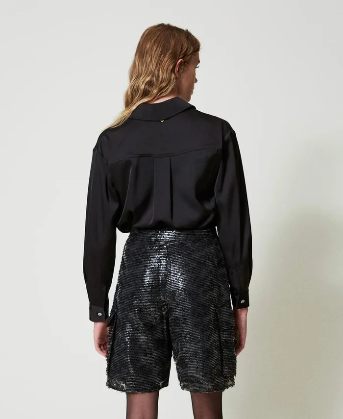 Twinset Full Sequin Shorts Black Women Suits And Sets Twinset Full Sequin Shorts Black Women Suits And Sets