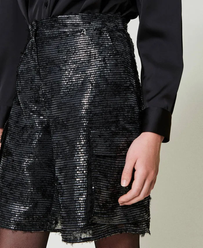 Twinset Full Sequin Shorts Black Women Suits And Sets Twinset Full Sequin Shorts Black Women Suits And Sets