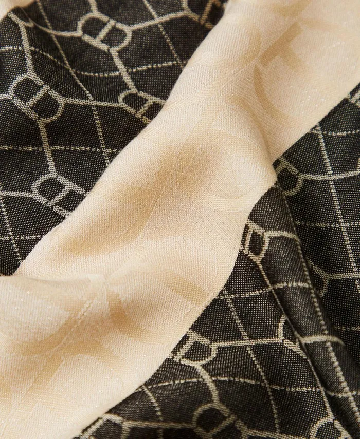 Twinset Jacquard Stole With Oval T All Over Twotone Blackdelicate Beige Women Scarves Twinset Jacquard Stole With Oval T All Over Twotone Blackdelicate Beige Women Scarves