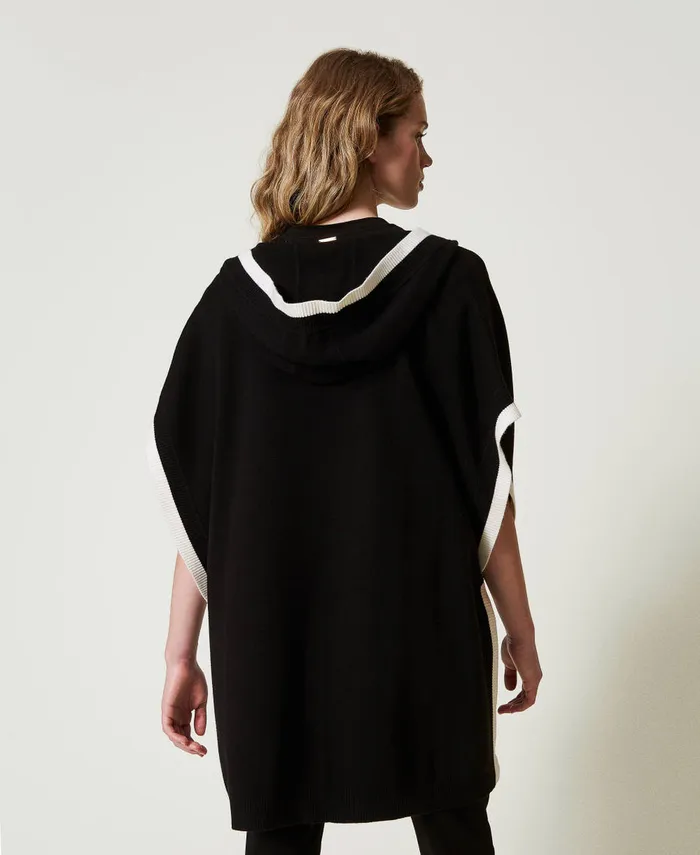 Twinset Knit Poncho With Pockets Black Women Jackets And Outerwear Twinset Knit Poncho With Pockets Black Women Jackets And Outerwear