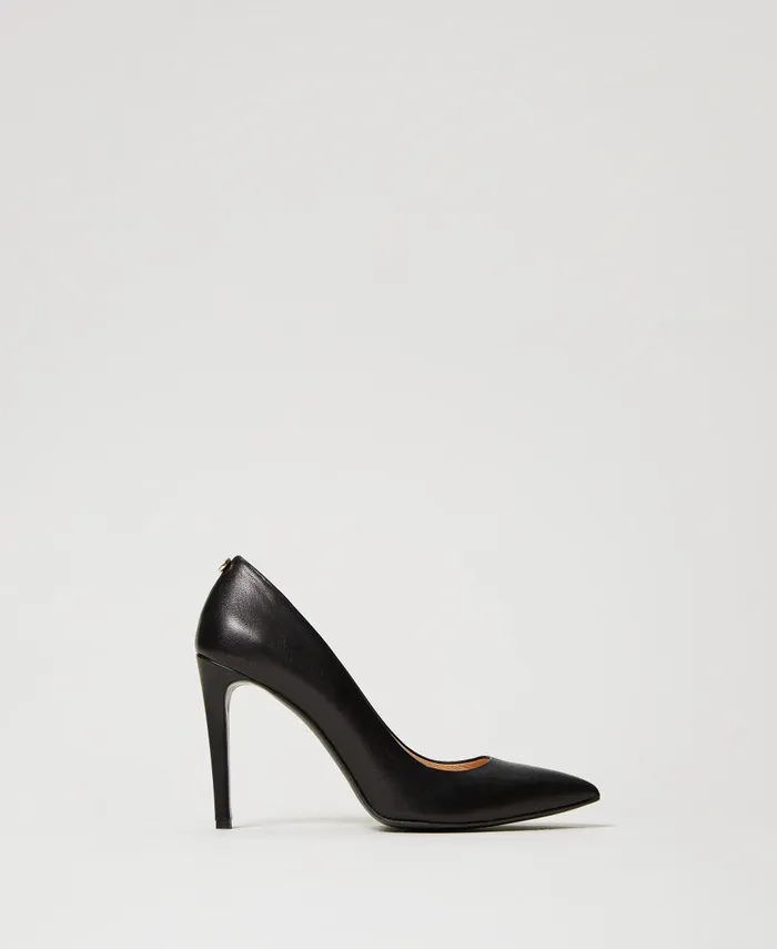 Twinset Leather Court Shoes Black Women Court Shoes And Sandals