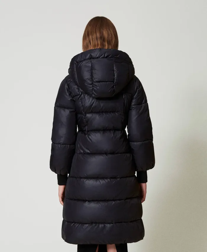 Twinset Long Puffer Jacket With Hood Black Women Jackets And Outerwear Twinset Long Puffer Jacket With Hood Black Women Jackets And Outerwear