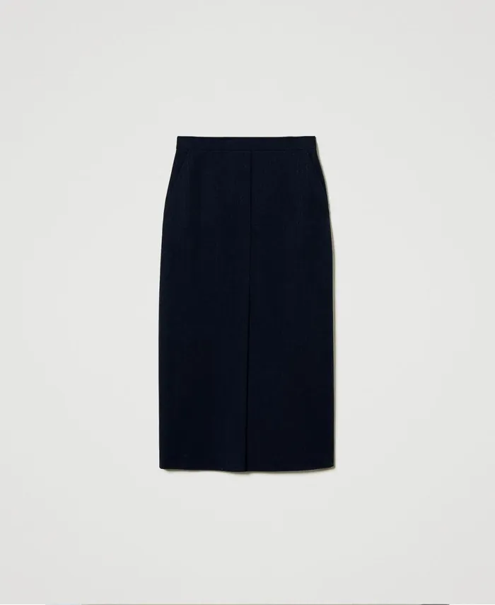 Twinset Lurex Pinstripe Midi Skirt Lurex Pinstripe Indigo Women Skirts Twinset Lurex Pinstripe Midi Skirt Lurex Pinstripe Indigo Women Skirts