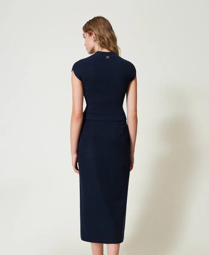Twinset Lurex Pinstripe Midi Skirt Lurex Pinstripe Indigo Women Skirts Twinset Lurex Pinstripe Midi Skirt Lurex Pinstripe Indigo Women Skirts