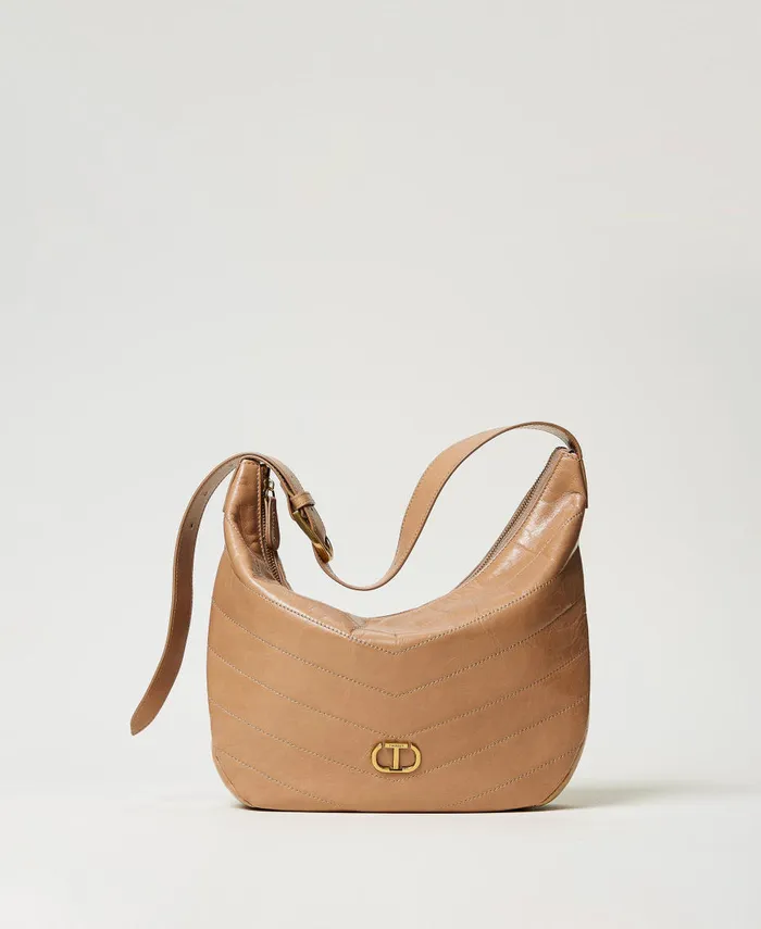 Twinset Madison Leather Hobo Bag Rope Beige Women Hobo Bags