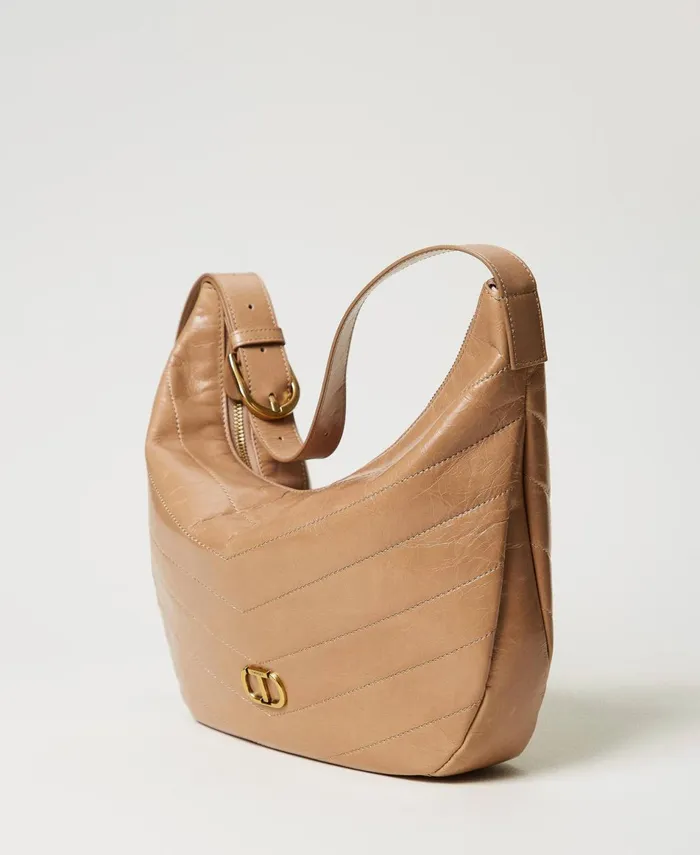 Twinset Madison Leather Hobo Bag Rope Beige Women Hobo Bags Twinset Madison Leather Hobo Bag Rope Beige Women Hobo Bags