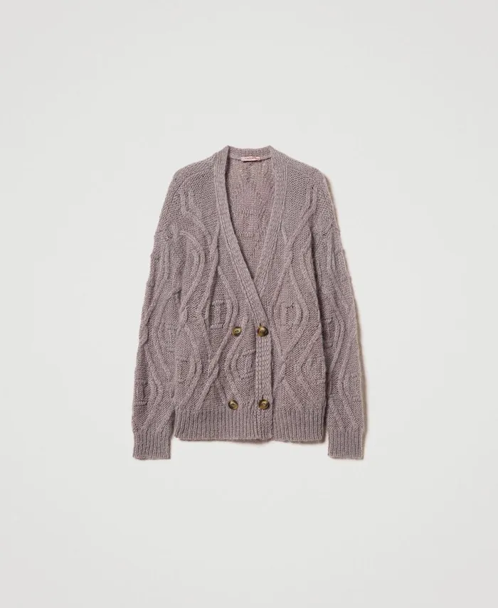 Twinset Mohair Blend DoubleBreasted Cardigan Dark Taupe Women Jumpers And Cardigans Twinset Mohair Blend DoubleBreasted Cardigan Dark Taupe Women Jumpers And Cardigans