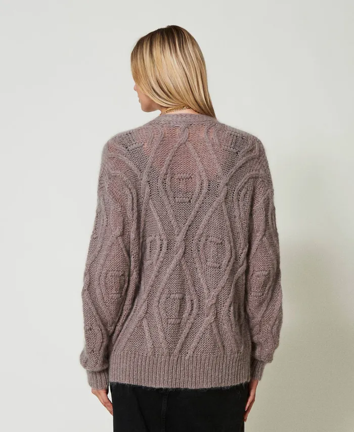 Twinset Mohair Blend DoubleBreasted Cardigan Dark Taupe Women Jumpers And Cardigans Twinset Mohair Blend DoubleBreasted Cardigan Dark Taupe Women Jumpers And Cardigans