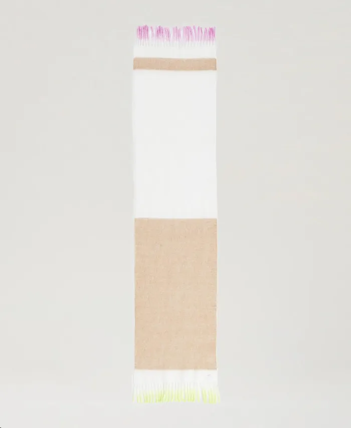 Twinset Myfo Scarf With Fadeout Fringes Twotone Snow White Dull Gold Women Scarves Twinset Myfo Scarf With Fadeout Fringes Twotone Snow White Dull Gold Women Scarves