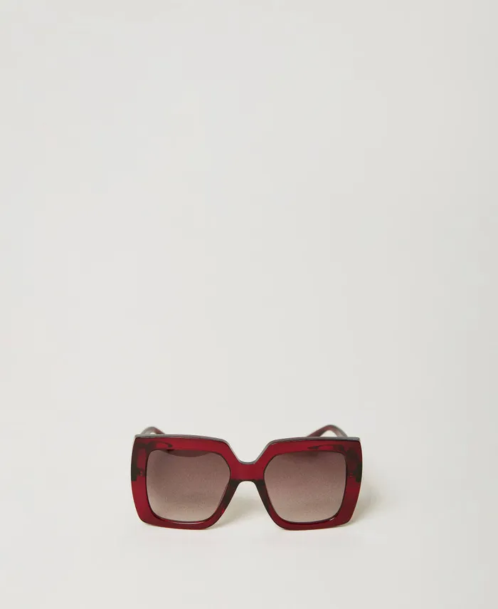 Twinset Oversized Square Sunglasses Shiny Transparency Raspberry Women Sunglasses