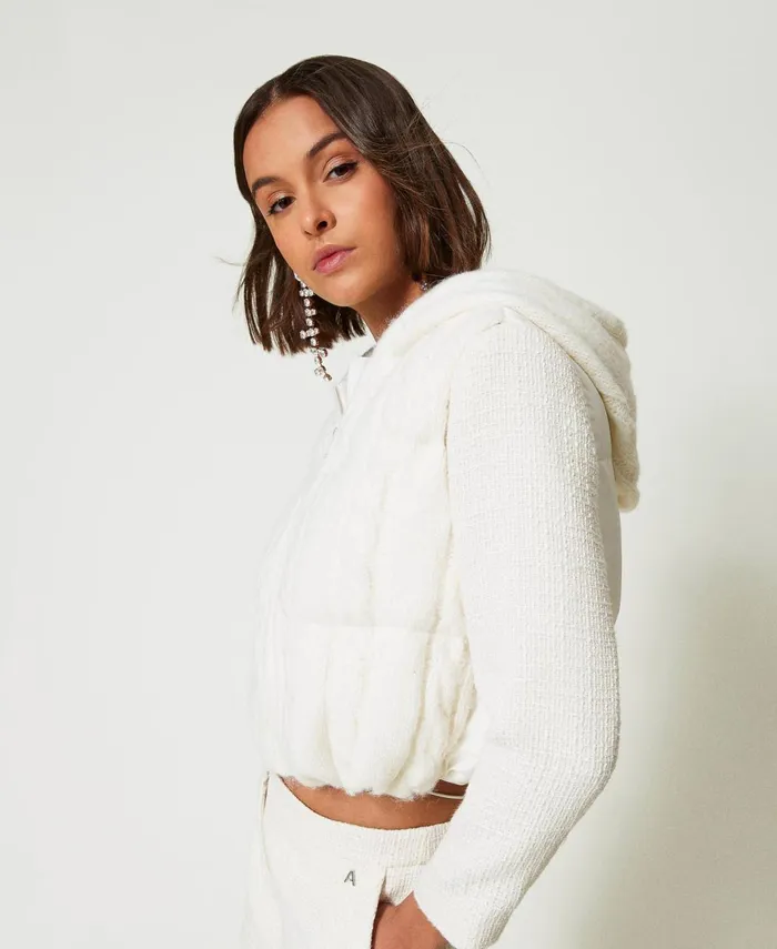 Twinset Padded Gilet With Cable Knit Pattern White Cream Women Jackets And Outerwear Twinset Padded Gilet With Cable Knit Pattern White Cream Women Jackets And Outerwear