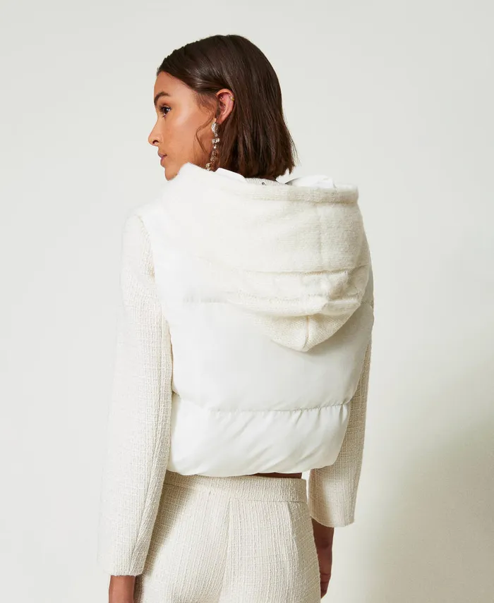 Twinset Padded Gilet With Cable Knit Pattern White Cream Women Jackets And Outerwear Twinset Padded Gilet With Cable Knit Pattern White Cream Women Jackets And Outerwear