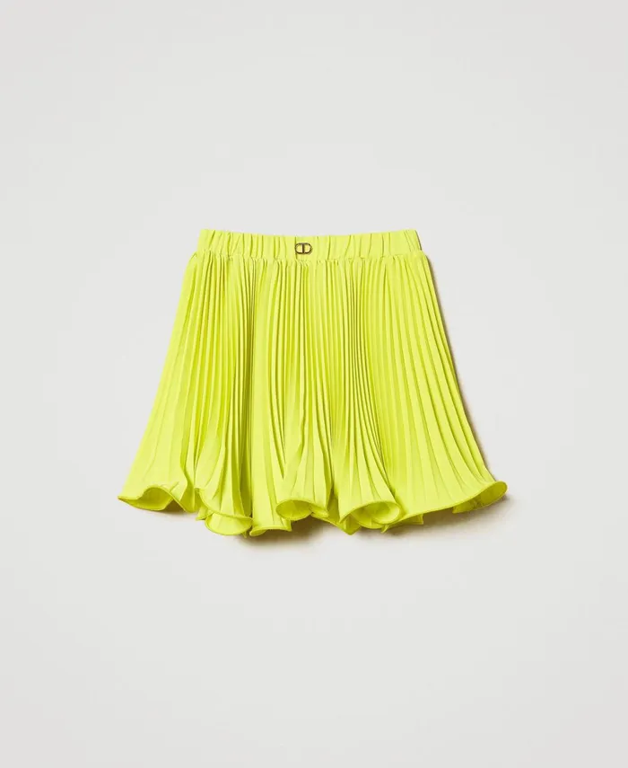 Twinset Pleated Crpe De Chine Short Skirt Yellow Plum Girl Skirts Twinset Pleated Crpe De Chine Short Skirt Yellow Plum Girl Skirts