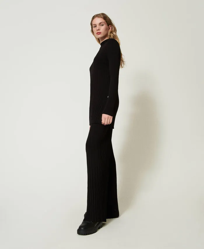 Twinset Pleated Knit Trousers Black Women Trousers