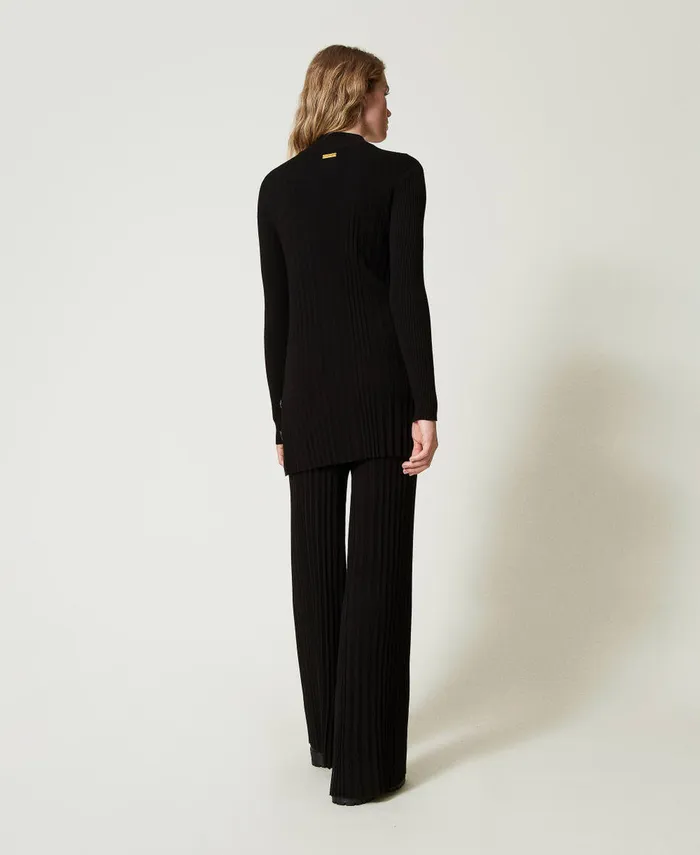 Twinset Pleated Knit Trousers Black Women Trousers Twinset Pleated Knit Trousers Black Women Trousers