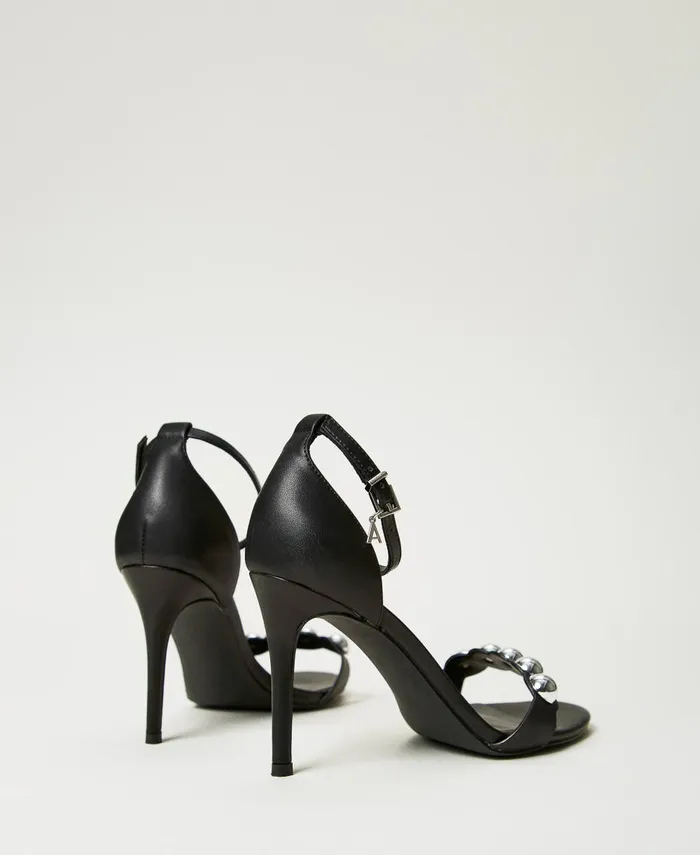 Twinset Sandals With Studs Black Women Heels Twinset Sandals With Studs Black Women Heels