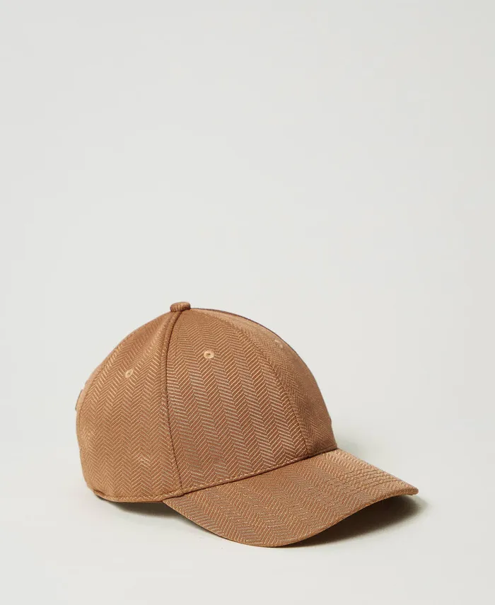 Twinset Scuba Fabric Baseball Cap Caramel Camel Women Hats