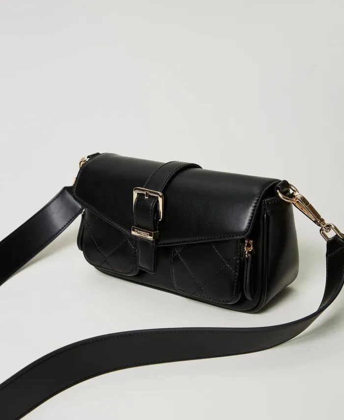 Twinset Shoulder Bag With Quilted Pockets Black Women Handbags Twinset Shoulder Bag With Quilted Pockets Black Women Handbags