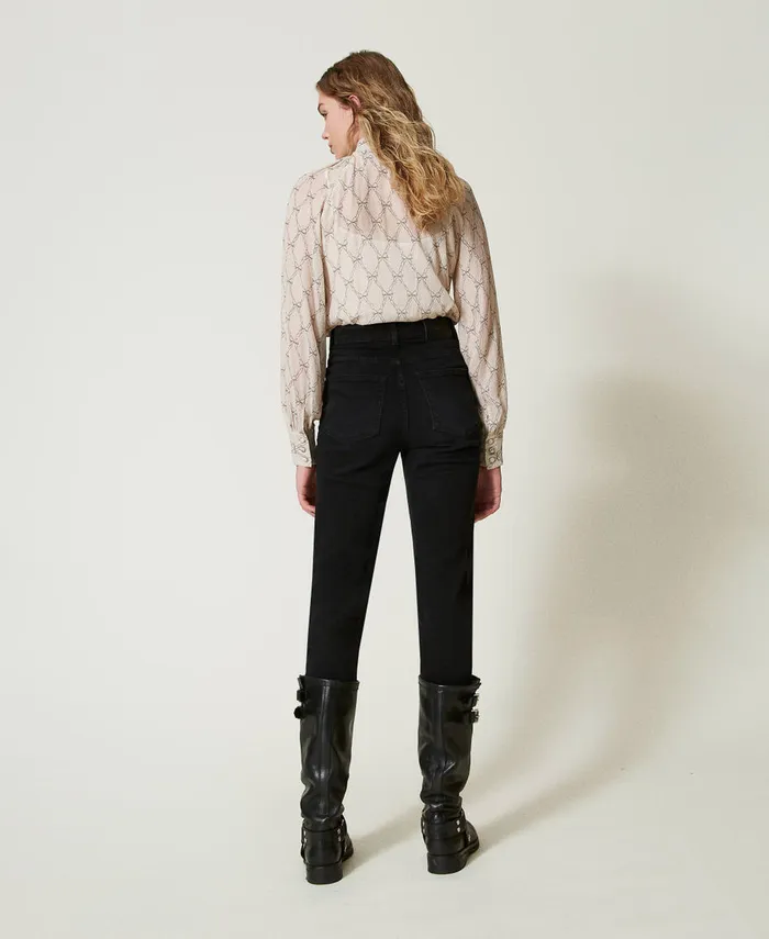 Twinset Slim Fit Jeans With Five Pockets Black Denim Women Jeans Twinset Slim Fit Jeans With Five Pockets Black Denim Women Jeans
