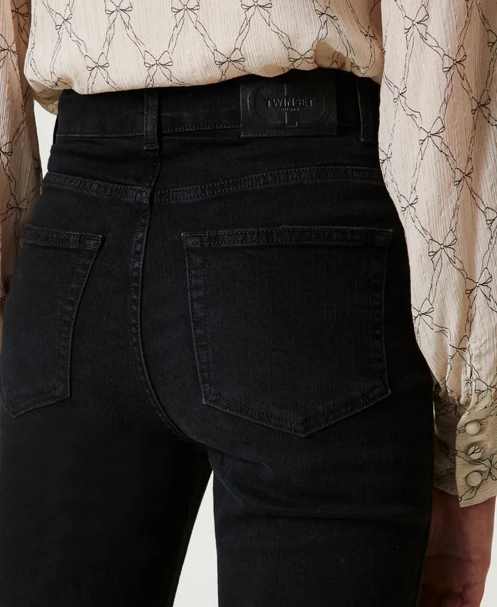 Twinset Slim Fit Jeans With Five Pockets Black Denim Women Jeans Twinset Slim Fit Jeans With Five Pockets Black Denim Women Jeans