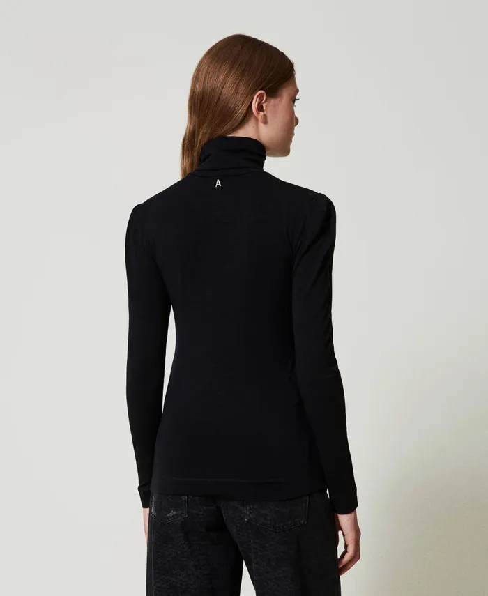 Twinset Slim Fit Turtleneck TShirt Black Women TShirts And Tops Twinset Slim Fit Turtleneck TShirt Black Women TShirts And Tops