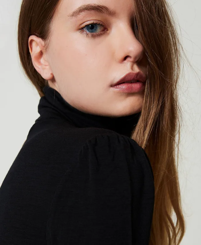 Twinset Slim Fit Turtleneck TShirt Black Women TShirts And Tops Twinset Slim Fit Turtleneck TShirt Black Women TShirts And Tops