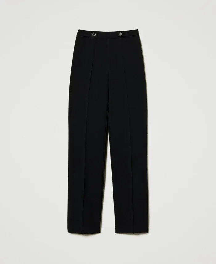 Twinset Strainght Leg Cady Crpe Trousers Black Women Suits And Sets Twinset Strainght Leg Cady Crpe Trousers Black Women Suits And Sets