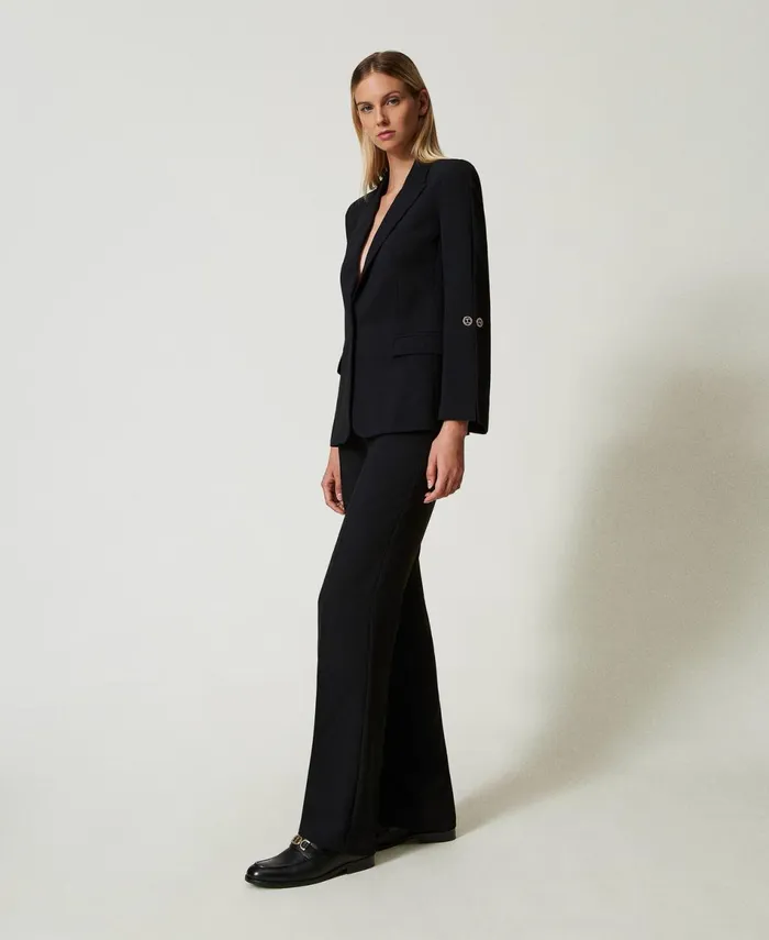 Twinset Strainght Leg Cady Crpe Trousers Black Women Suits And Sets Twinset Strainght Leg Cady Crpe Trousers Black Women Suits And Sets