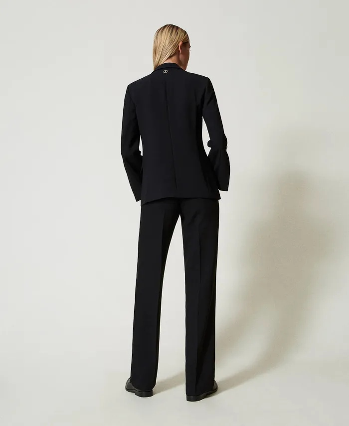 Twinset Strainght Leg Cady Crpe Trousers Black Women Suits And Sets Twinset Strainght Leg Cady Crpe Trousers Black Women Suits And Sets