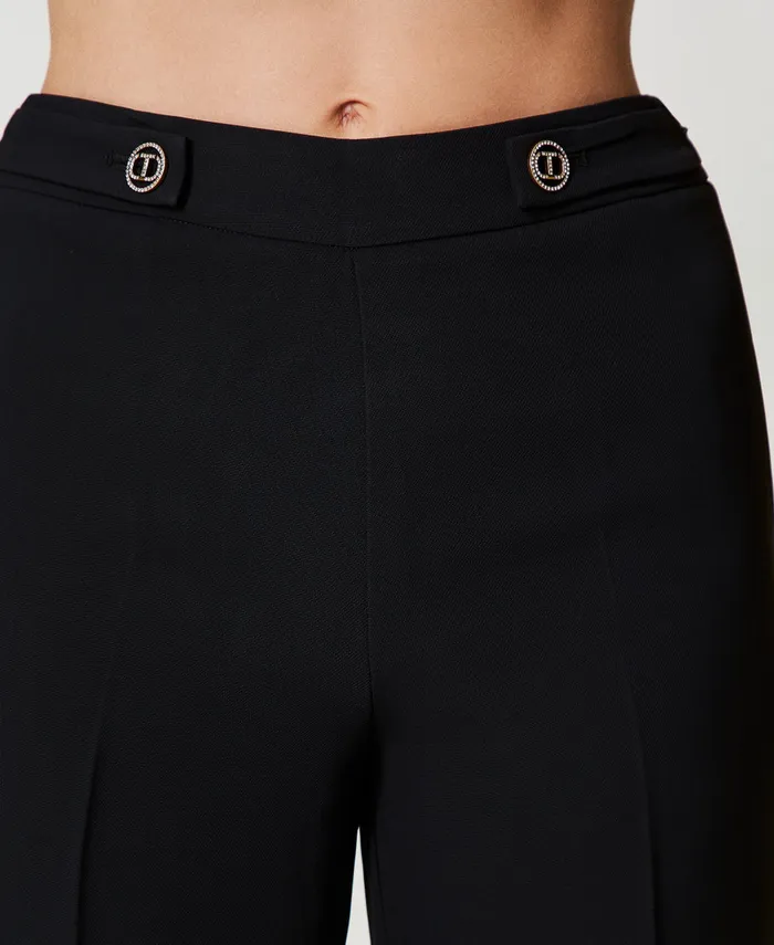 Twinset Strainght Leg Cady Crpe Trousers Black Women Suits And Sets Twinset Strainght Leg Cady Crpe Trousers Black Women Suits And Sets