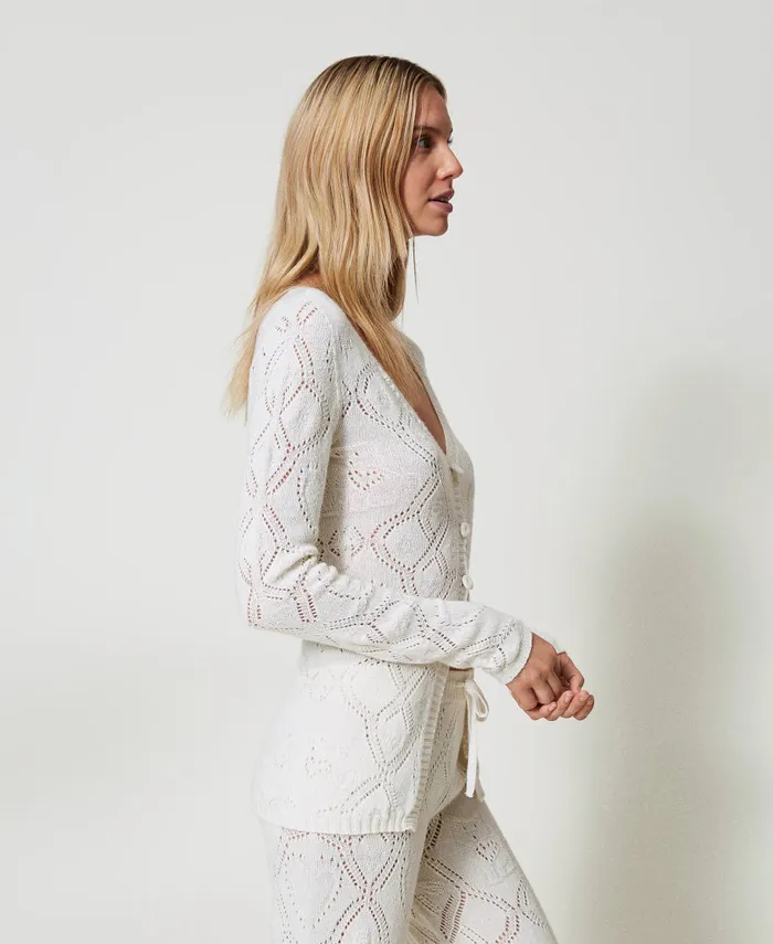 Twinset Treeblend Yarn Seamless Cardigan White Snow Women Jumpers And Cardigans Twinset Treeblend Yarn Seamless Cardigan White Snow Women Jumpers And Cardigans