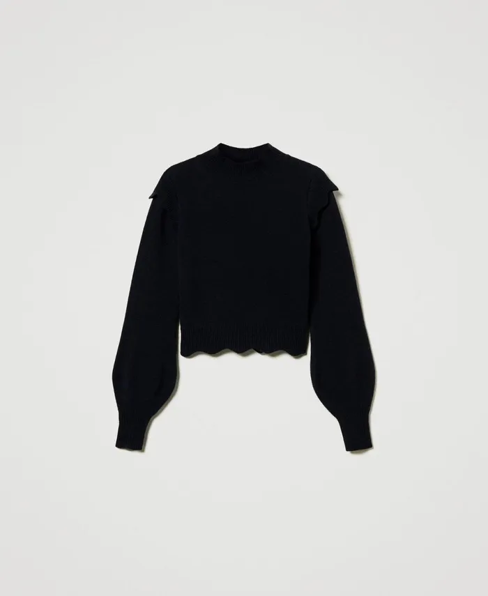 Twinset Wool And Cashmere Jumper With Scalloped Hem Classic Blue Women Jumpers And Cardigans Twinset Wool And Cashmere Jumper With Scalloped Hem Classic Blue Women Jumpers And Cardigans