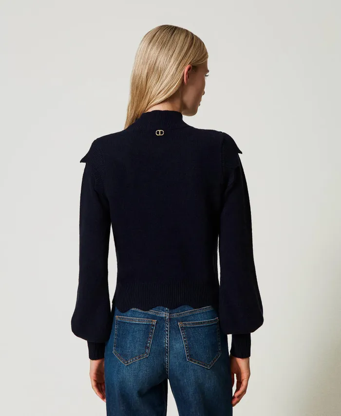 Twinset Wool And Cashmere Jumper With Scalloped Hem Classic Blue Women Jumpers And Cardigans Twinset Wool And Cashmere Jumper With Scalloped Hem Classic Blue Women Jumpers And Cardigans