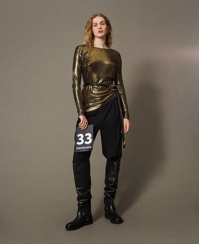 Twinset Wool Blend Serge Trousers Black Women Trousers