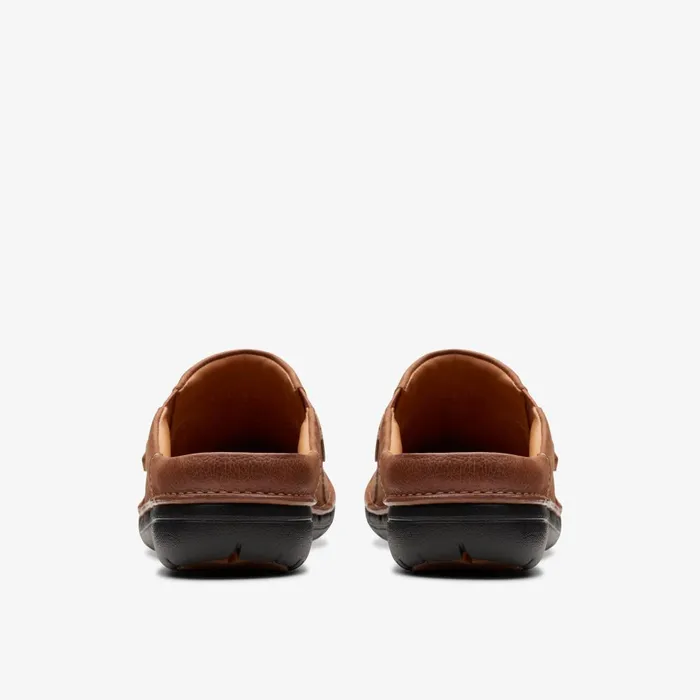 Un Loop Ease Dark Tan Leather Women Clarks Clogs and Mules