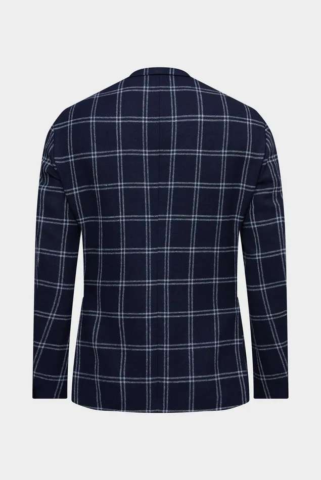 Van Laack Blazers Men Woolsilklinen Blend Jacket With Window Checks Blue Van Laack Blazers Men Woolsilklinen Blend Jacket With Window Checks Blue